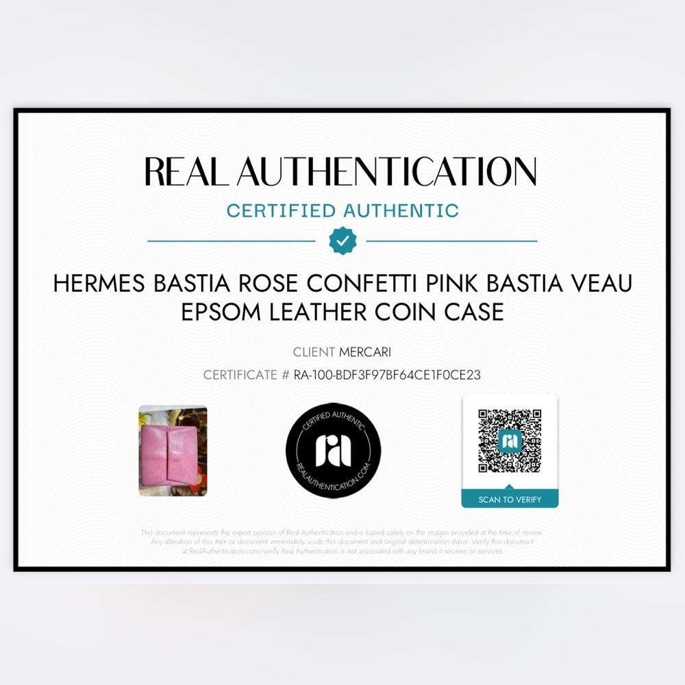 AUTHENTIC HERMES BASTIA ROSE CONFETTI PINK BASTIA VEAU EPSOM LEATHER COIN CASE - Picture 7 of 7
